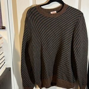 BROOKS BROTHERS red fleece vintage brown green striped size large